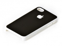 Накладка для iPhone 4 и iPhone 4s черная с белым яблоком