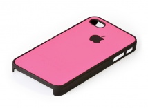 Накладка для iPhone 4 и iPhone 4s розовая с черным яблоком