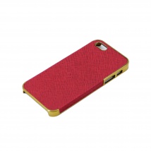 Накладка для iPhone 5 и iPhone 5s с кожаной вставкой красная