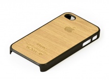 Накладка для iPhone 4 и iPhone 4s бежевая с деревянной вставкой 