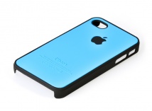Накладка для iPhone 4 и iPhone 4s синяя с черным яблоком