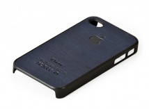 Накладка для iPhone 4 и iPhone 4s синяя с деревянной вставкой 