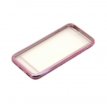 Силиконовый чехол для iPhone 6 и 6s ободок со стразами розовый