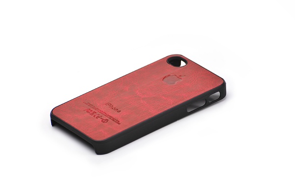 Накладка для iPhone 4 и iPhone 4s темно-красная с кожаной вставкой