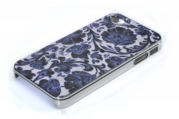 Накладка для iPhone 4 и iPhone 4s Simachev синяя с вставкой из кожи 