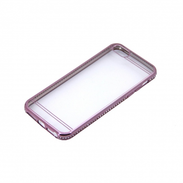Силиконовый чехол для iPhone 5 и iPhone 5s ободок со стразами розовый