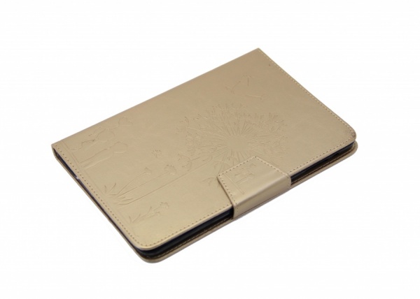 Кожаный чехол-книжка для iPad mini 2 золотой с рисунком