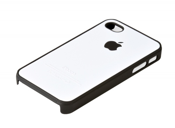 Накладка для iPhone 4 и iPhone 4s белая с черным яблоком